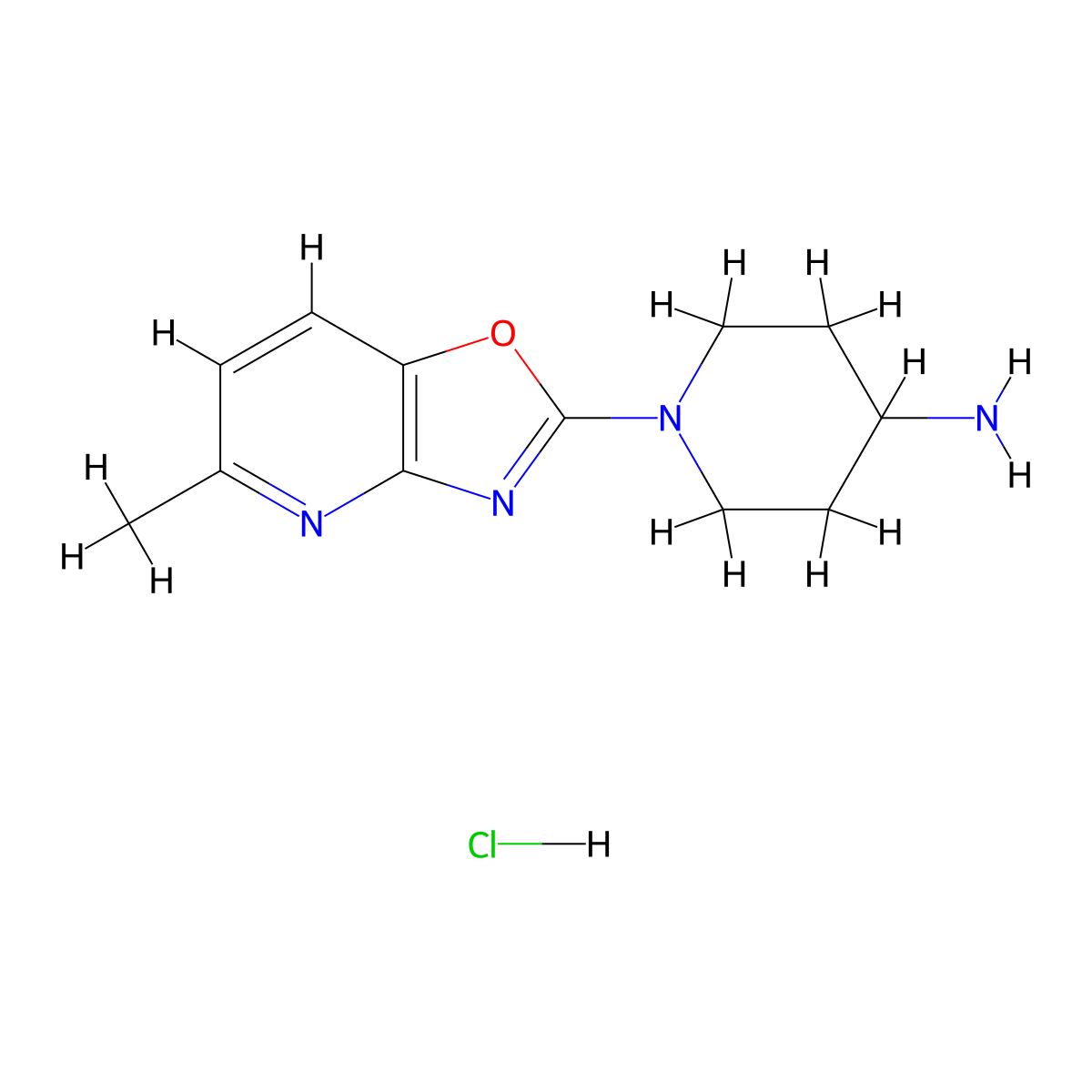 1-(5-Methyl[1,3]oxazolo[4,5-b]pyridin-2-yl)-piperidin-4-amine hydrochloride molecular structure, CAS 1158219-97-6