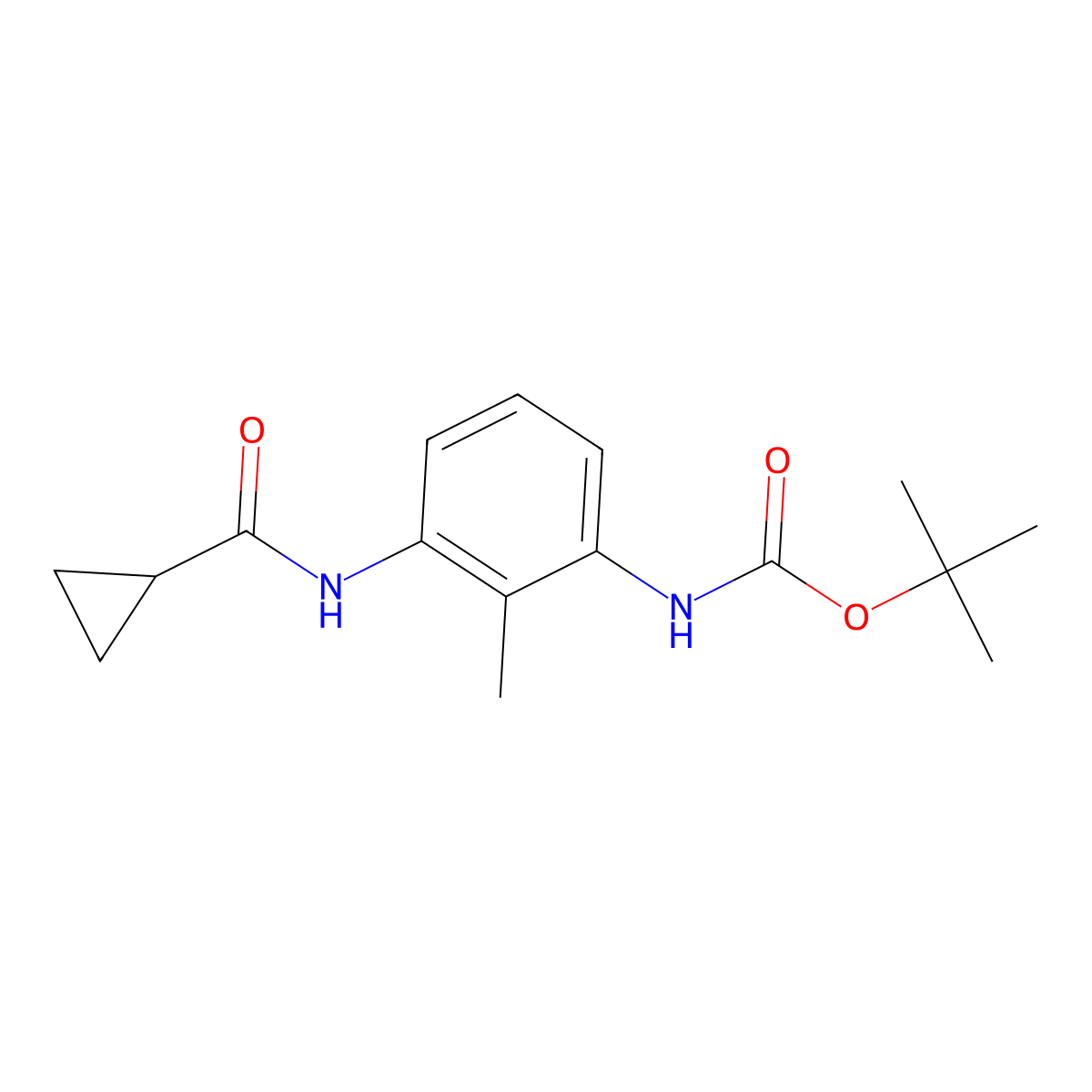 Tert-butyl {3-[(cyclopropylcarbonyl)amino]-2-methylphenyl}carbamate molecular structure, CAS 1158223-17-6