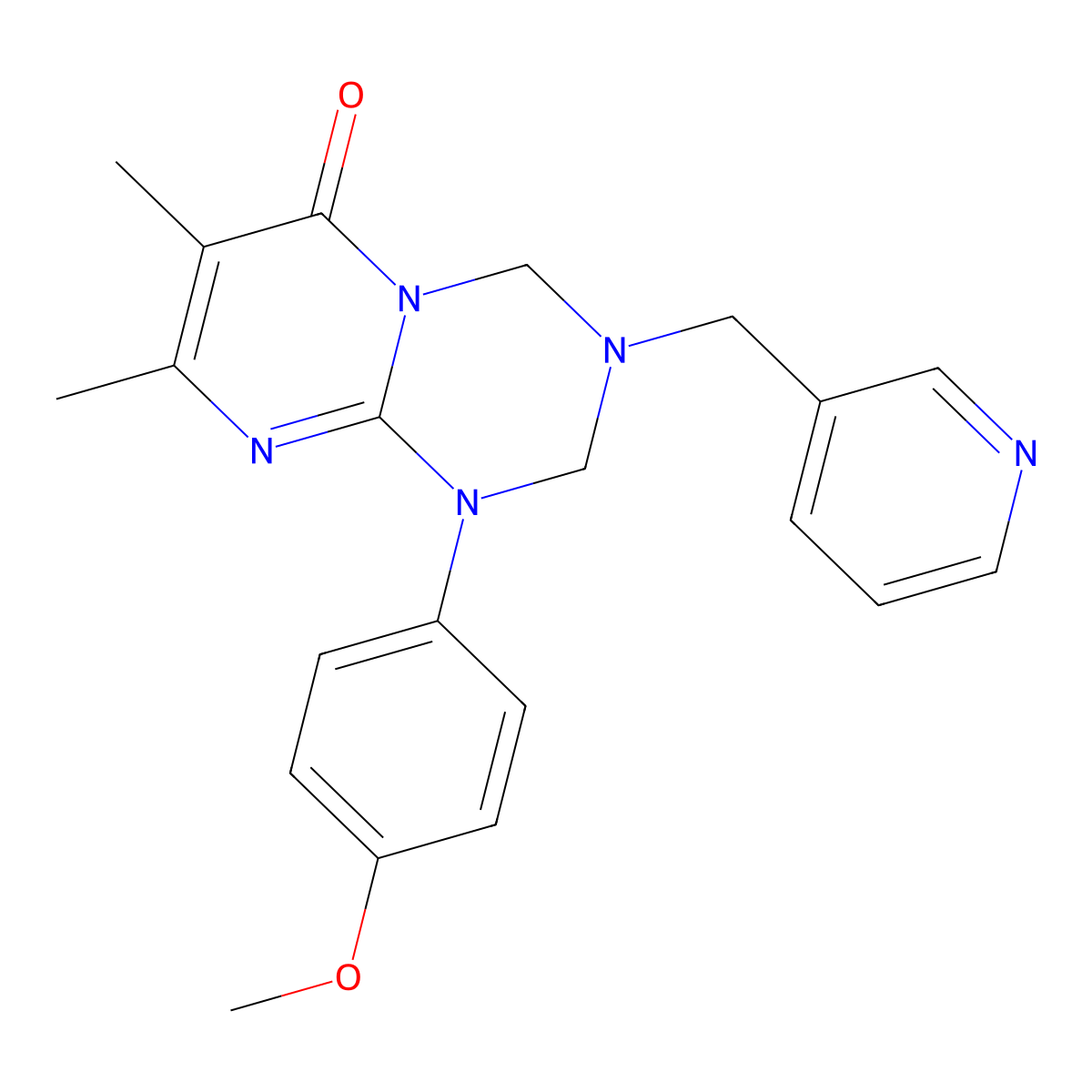 1-(4-methoxyphenyl)-7,8-dimethyl-3-(pyridin-3-ylmethyl)-1,2,3,4-tetrahydro-6H-pyrimido[1,2-a][1,3,5]triazin-6-one molecular structure, CAS 1158224-07-7