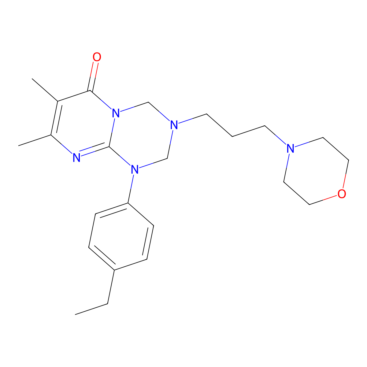 1-(4-ethylphenyl)-7,8-dimethyl-3-[3-(morpholin-4-yl)propyl]-1,2,3,4-tetrahydro-6H-pyrimido[1,2-a][1,3,5]triazin-6-one molecular structure, CAS 1158224-99-7