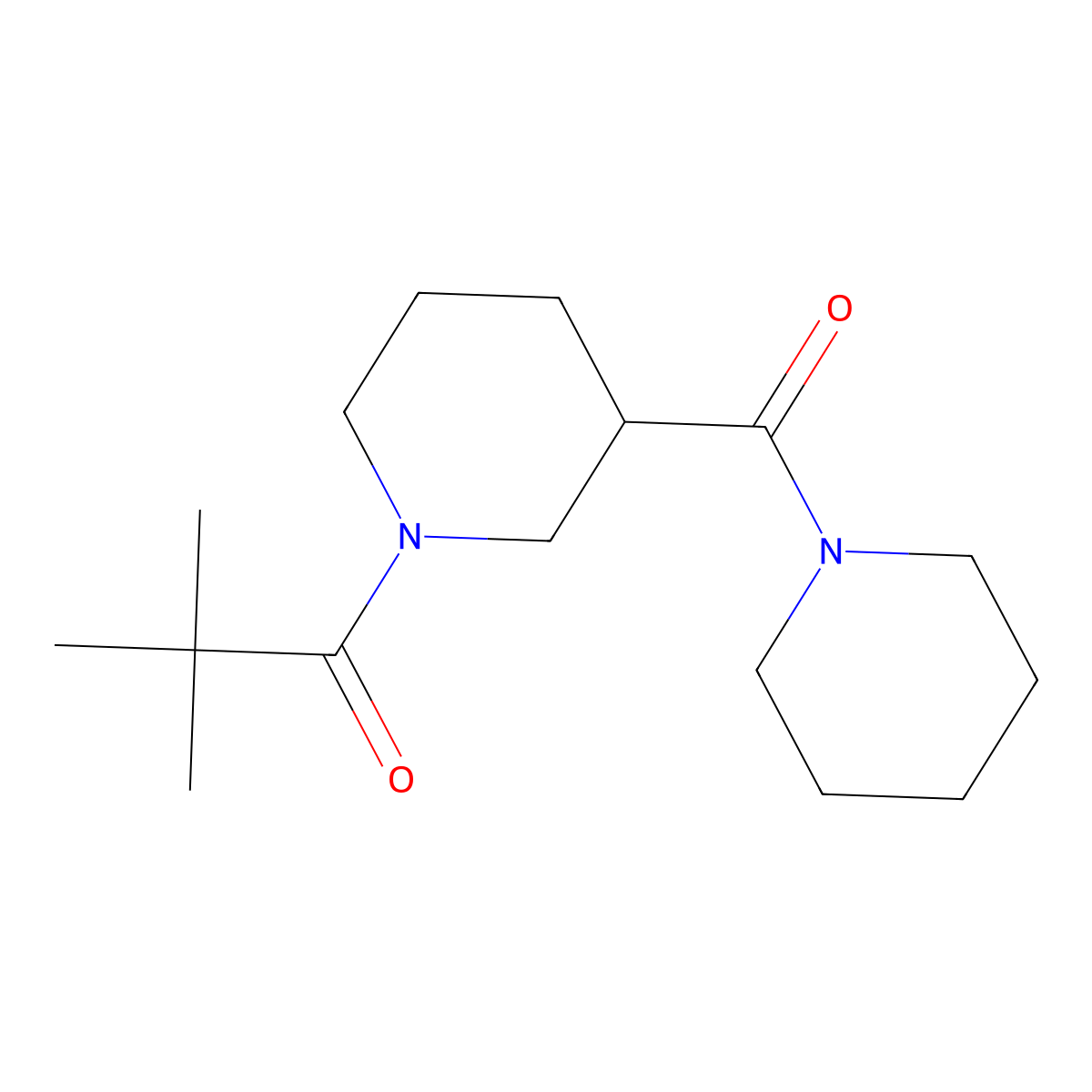 2,2-Dimethyl-1-[3-(piperidin-1-ylcarbonyl)piperidin-1-yl]propan-1-one molecular structure, CAS 1158227-08-7