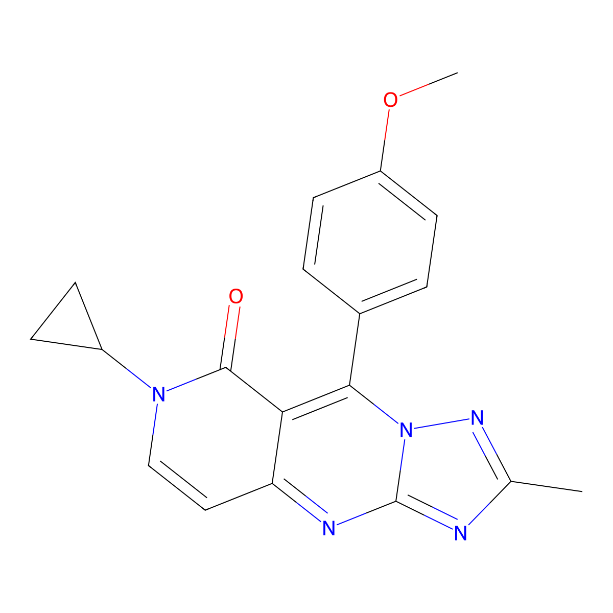 7-cyclopropyl-9-(4-methoxyphenyl)-2-methylpyrido[4,3-d][1,2,4]triazolo[1,5-a]pyrimidin-8(7H)-one molecular structure, CAS 1158227-57-6