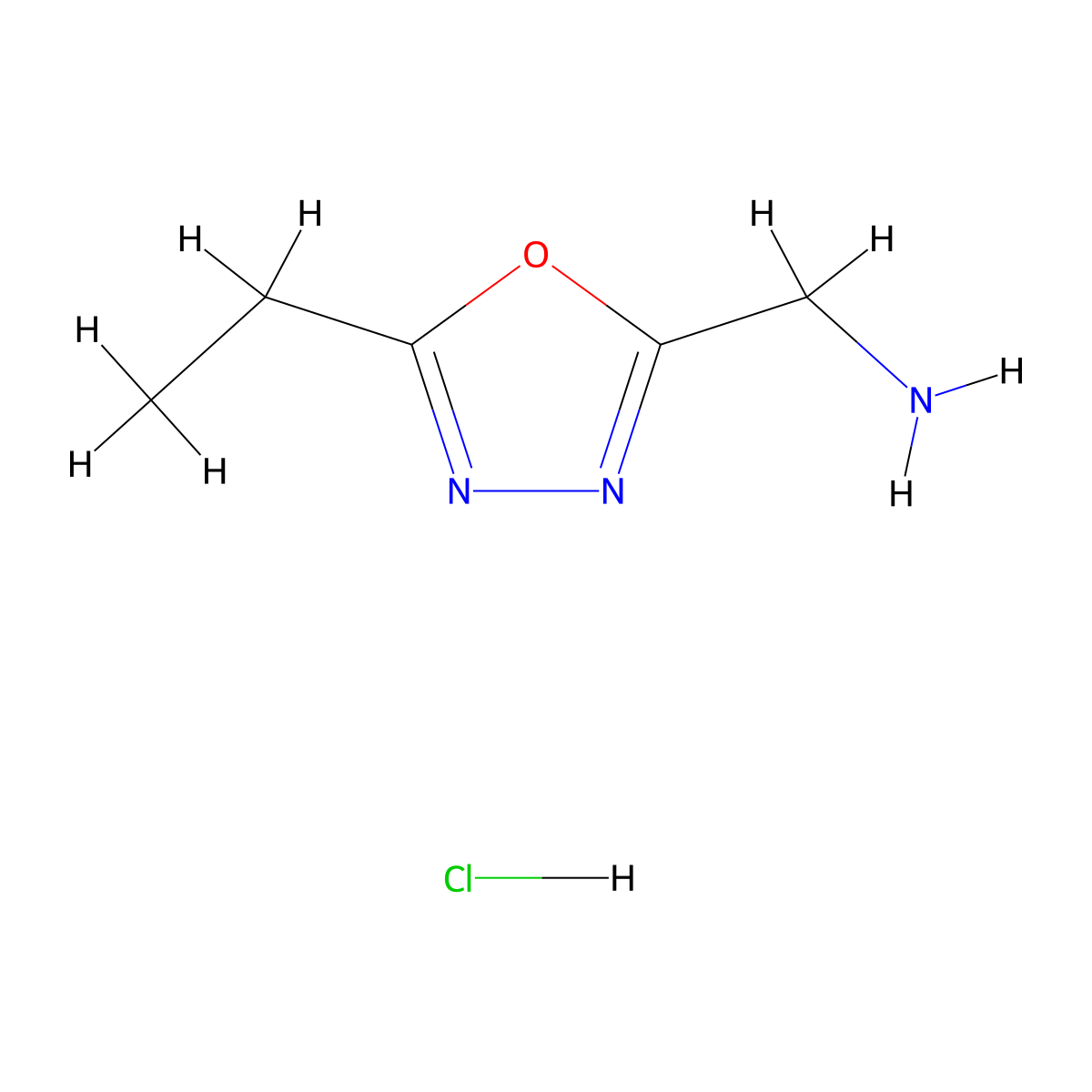 (5-Ethyl-1,3,4-oxadiazol-2-yl)methanamine hydrochloride molecular structure, CAS 1158227-60-1