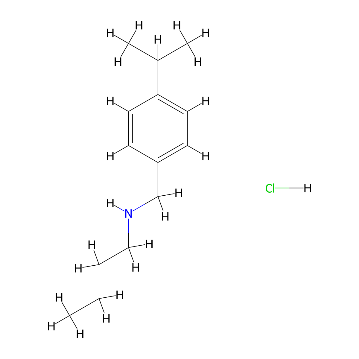 Butyl({[4-(propan-2-yl)phenyl]methyl})amine hydrochloride molecular structure, CAS 1158232-13-3