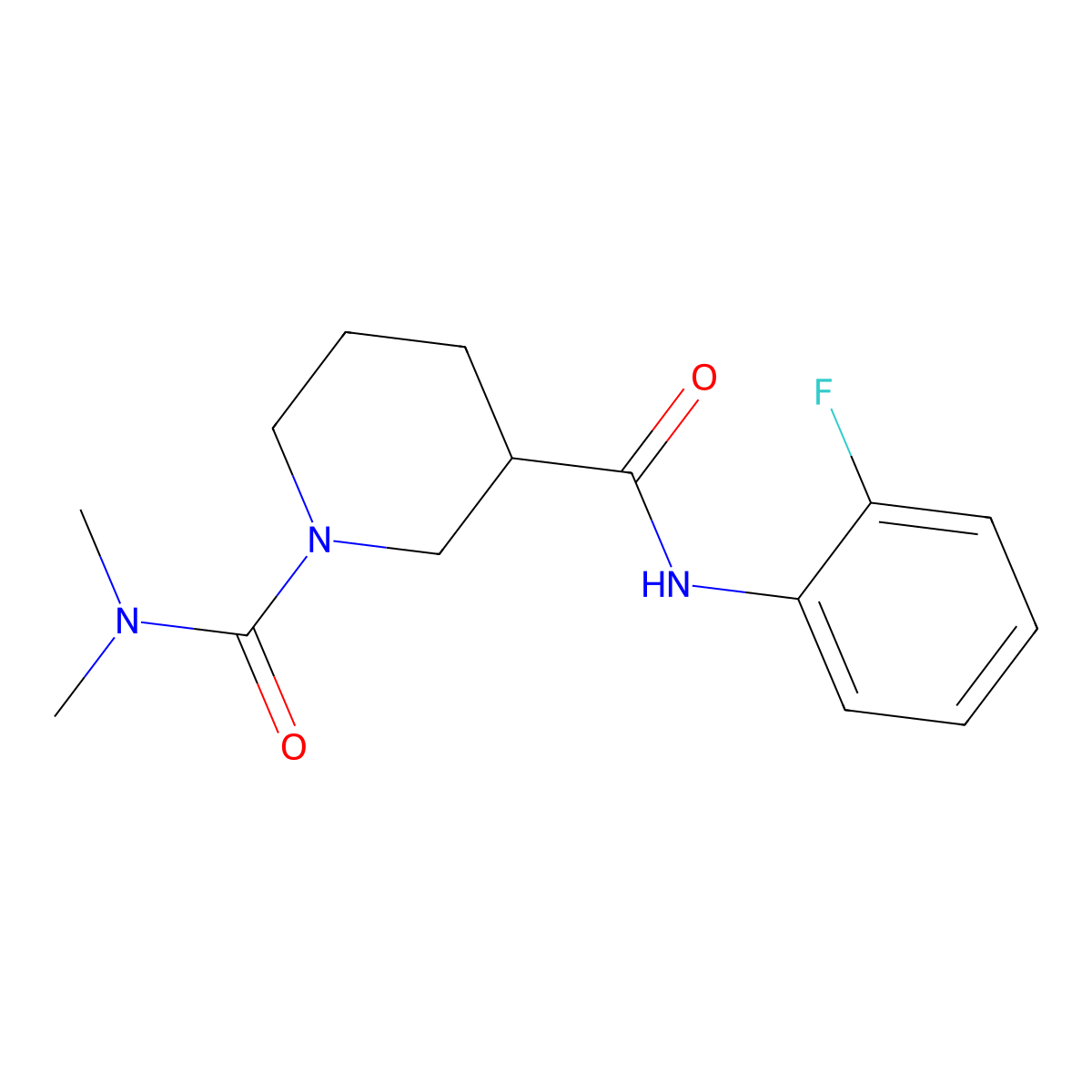 N~3~-(2-fluorophenyl)-N~1~,N~1~-dimethylpiperidine-1,3-dicarboxamide molecular structure, CAS 1158233-57-8