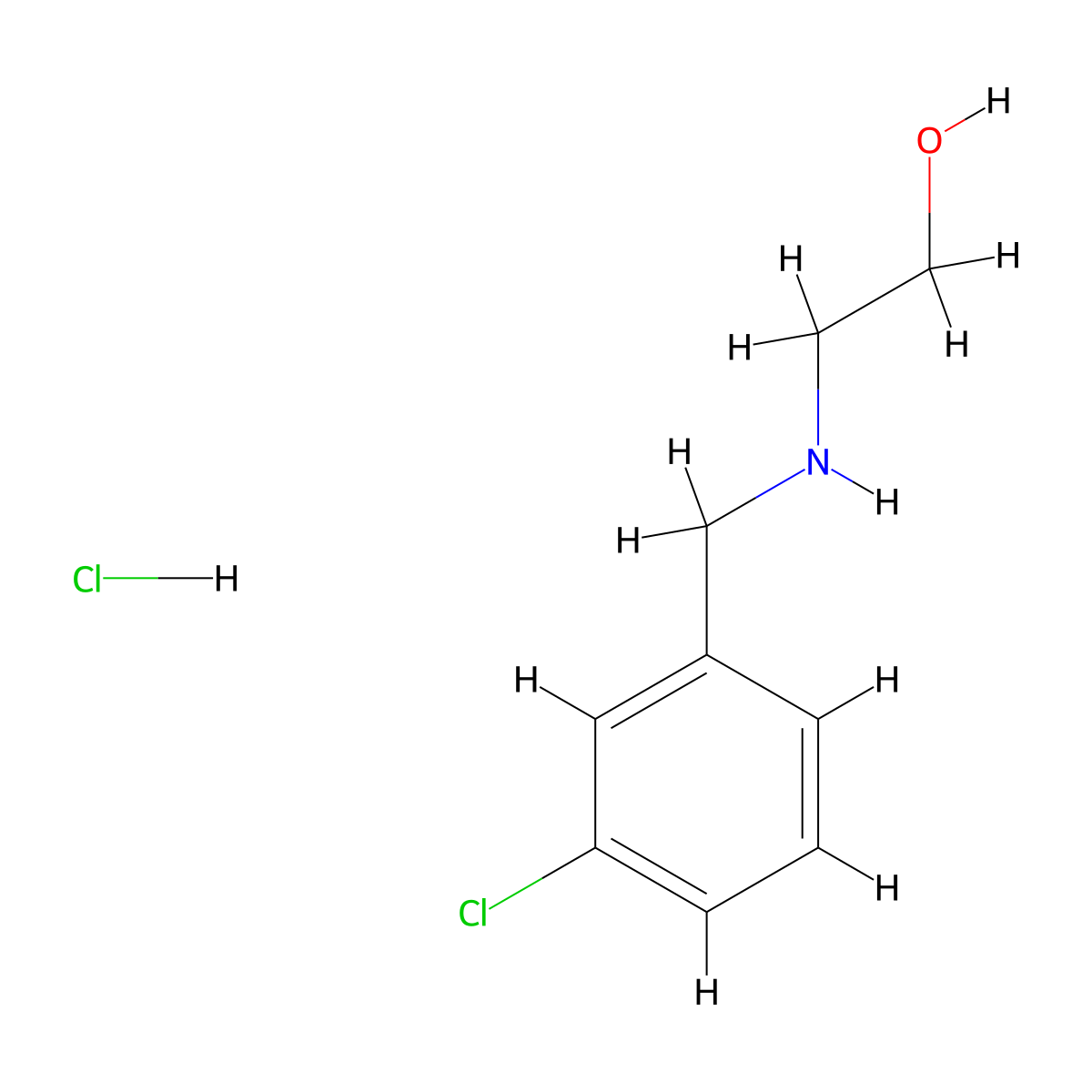2-(((3-Chlorophenyl)methyl)amino)ethan-1-ol hydrochloride molecular structure, CAS 1158237-96-7