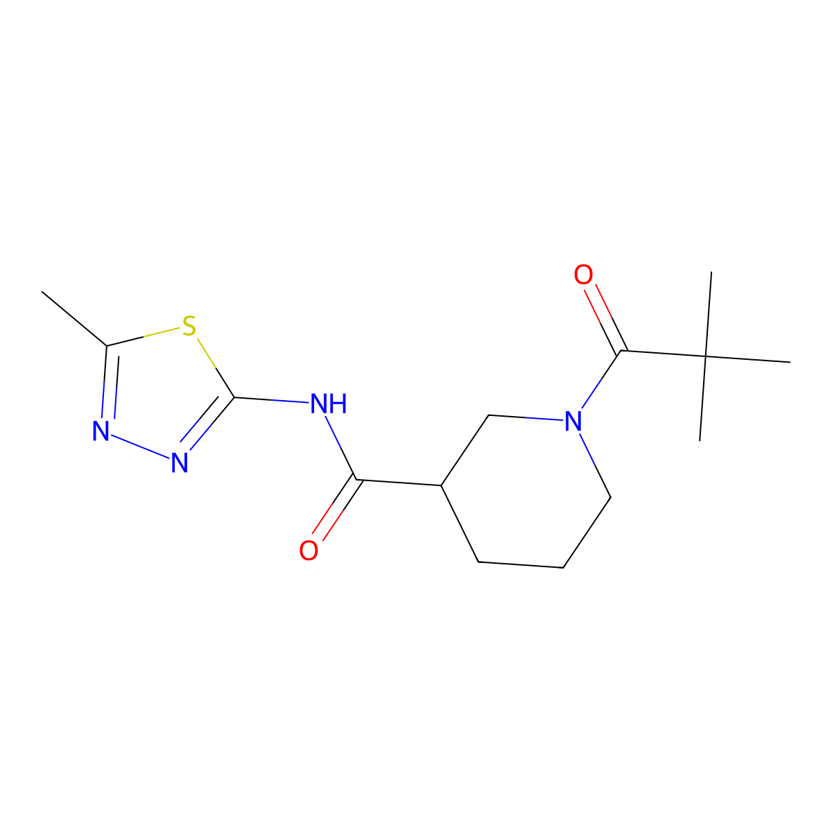 1-(2,2-dimethylpropanoyl)-N-(5-methyl-1,3,4-thiadiazol-2-yl)piperidine-3-carboxamide molecular structure, CAS 1158239-89-4