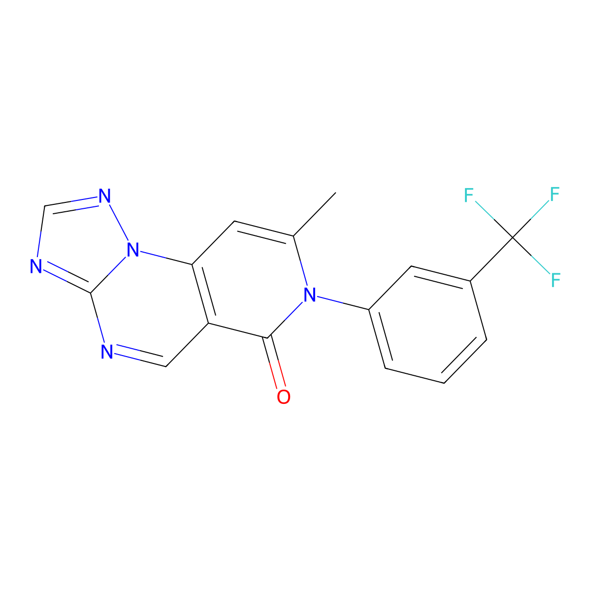 8-methyl-7-[3-(trifluoromethyl)phenyl]pyrido[3,4-e][1,2,4]triazolo[1,5-a]pyrimidin-6(7H)-one molecular structure, CAS 1158241-60-1