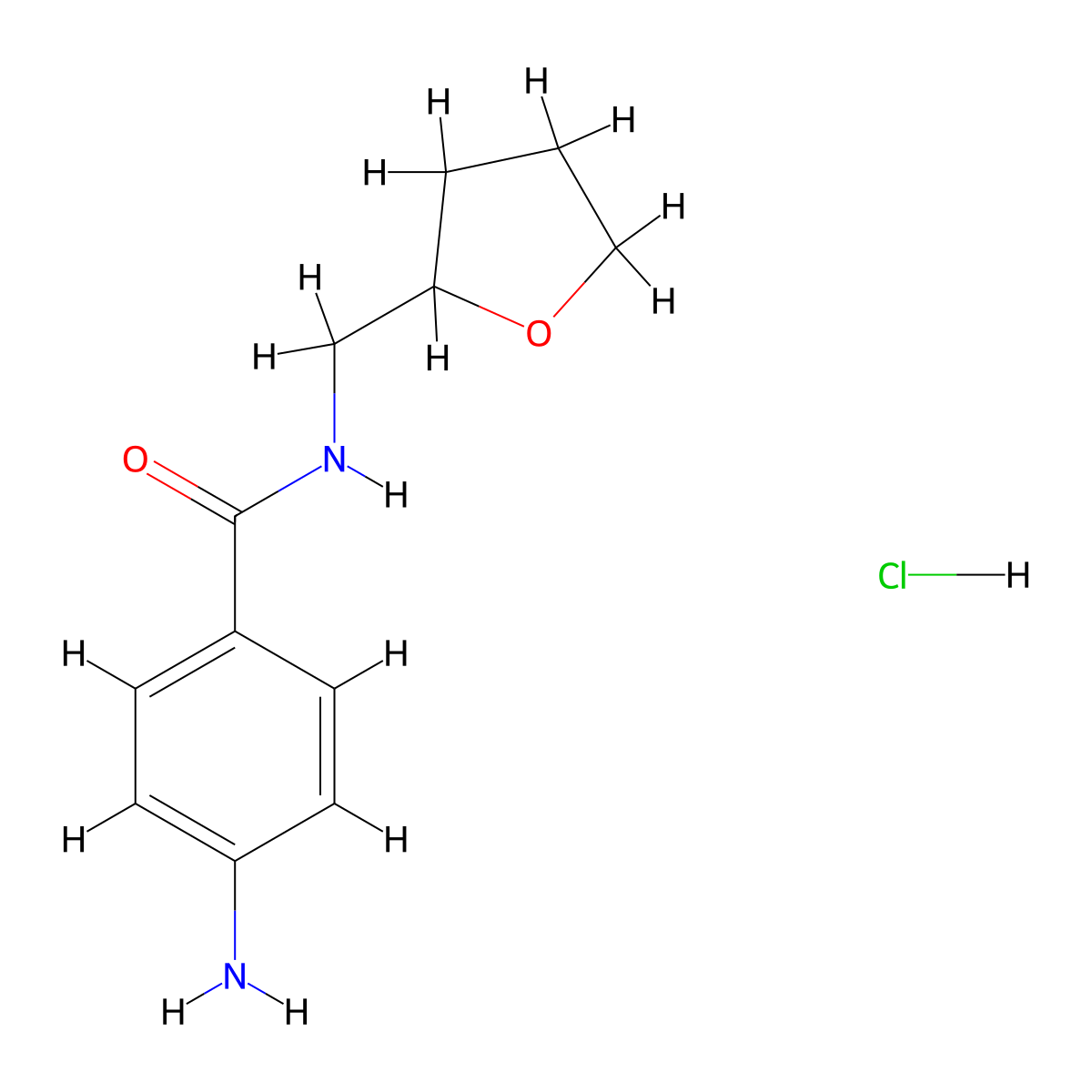 4-Amino-N-(tetrahydro-2-furanylmethyl)benzamide hydrochloride molecular structure, CAS 1158242-72-8
