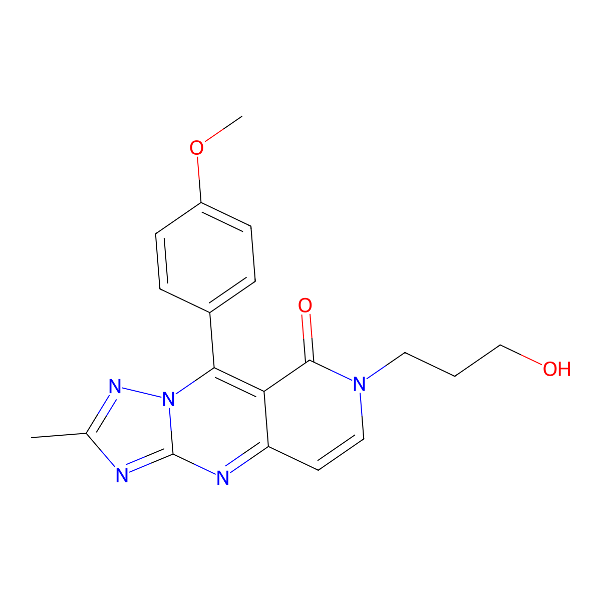 7-(3-hydroxypropyl)-9-(4-methoxyphenyl)-2-methylpyrido[4,3-d][1,2,4]triazolo[1,5-a]pyrimidin-8(7H)-one molecular structure, CAS 1158244-05-3
