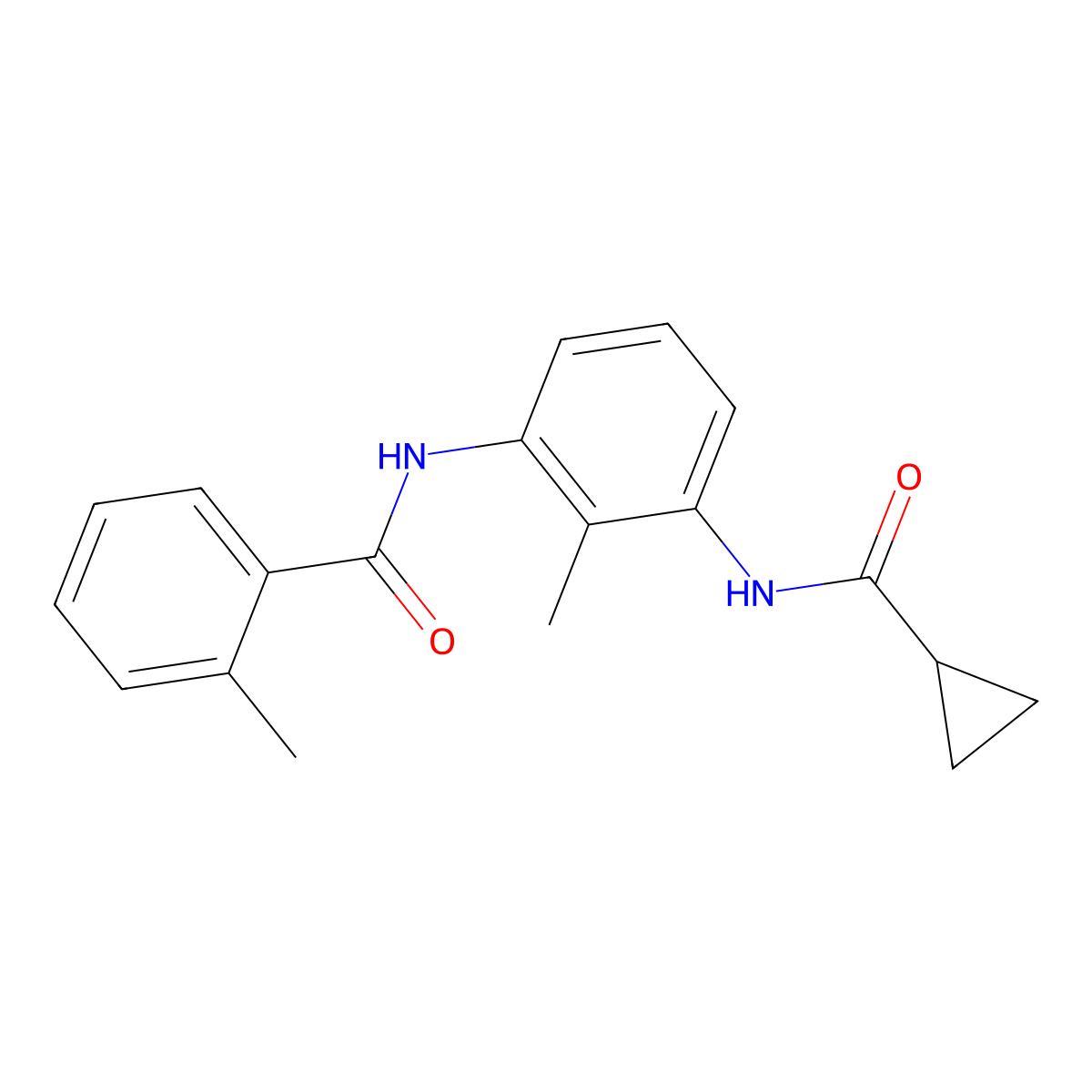 N-{3-[(cyclopropylcarbonyl)amino]-2-methylphenyl}-2-methylbenzamide molecular structure, CAS 1158244-21-3