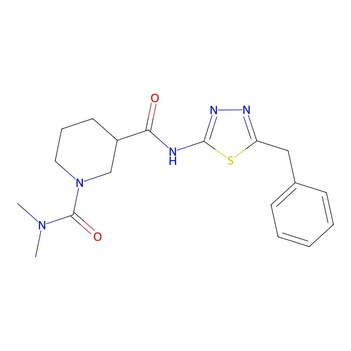 N~3~-(5-benzyl-1,3,4-thiadiazol-2-yl)-N~1~,N~1~-dimethylpiperidine-1,3-dicarboxamide molecular structure, CAS 1158245-18-1
