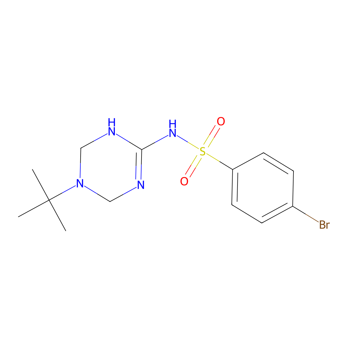 4-bromo-N-(5-tert-butyl-1,4,5,6-tetrahydro-1,3,5-triazin-2-yl)benzenesulfonamide molecular structure, CAS 1158245-40-9