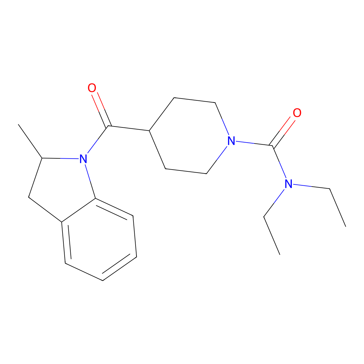 N,N-diethyl-4-[(2-methyl-2,3-dihydro-1H-indol-1-yl)carbonyl]piperidine-1-carboxamide molecular structure, CAS 1158246-75-3