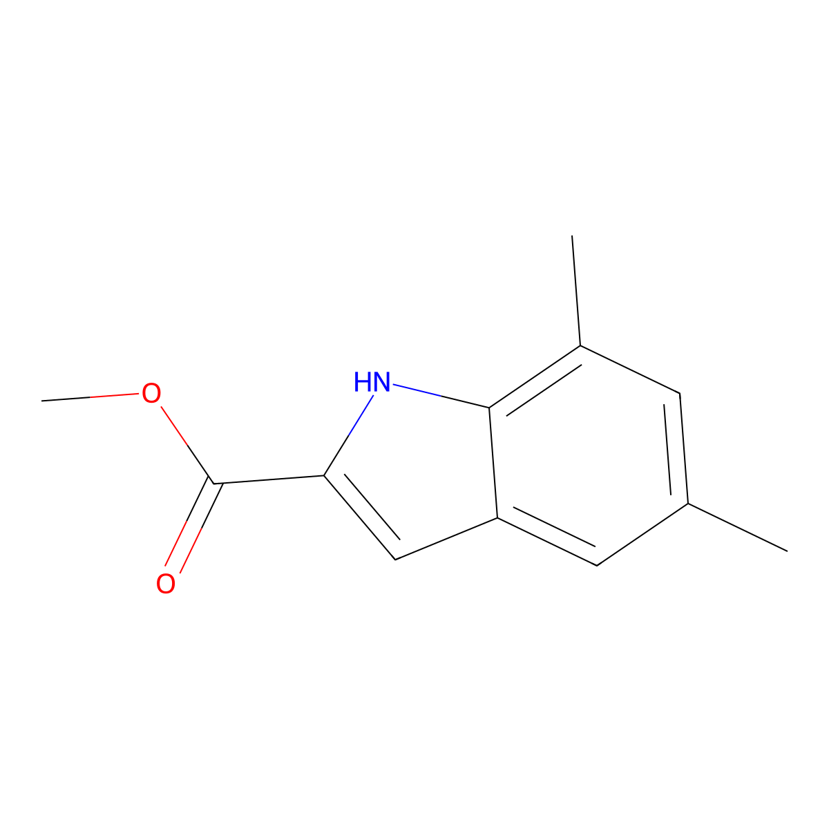 methyl 5,7-dimethyl-1H-indole-2-carboxylate molecular structure, CAS 1158249-28-5