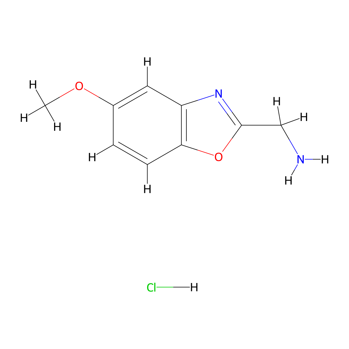 (5-Methoxy-1,3-benzoxazol-2-yl)methylamine hydrochloride molecular structure, CAS 1158250-28-2