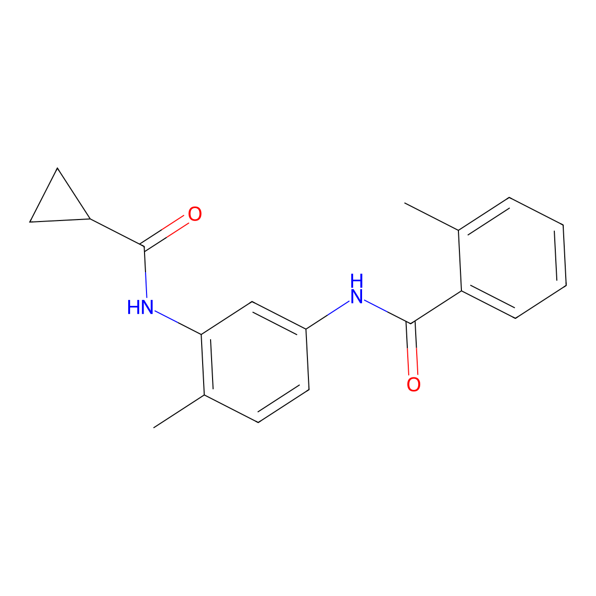 N-{3-[(cyclopropylcarbonyl)amino]-4-methylphenyl}-2-methylbenzamide molecular structure, CAS 1158251-84-3