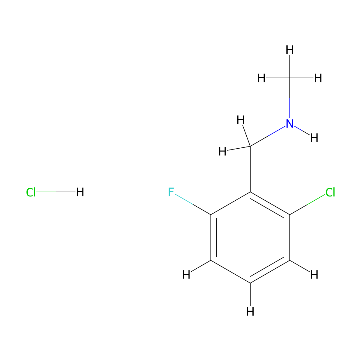 ((2-Chloro-6-fluorophenyl)methyl)(methyl)amine hydrochloride molecular structure, CAS 1158252-31-3