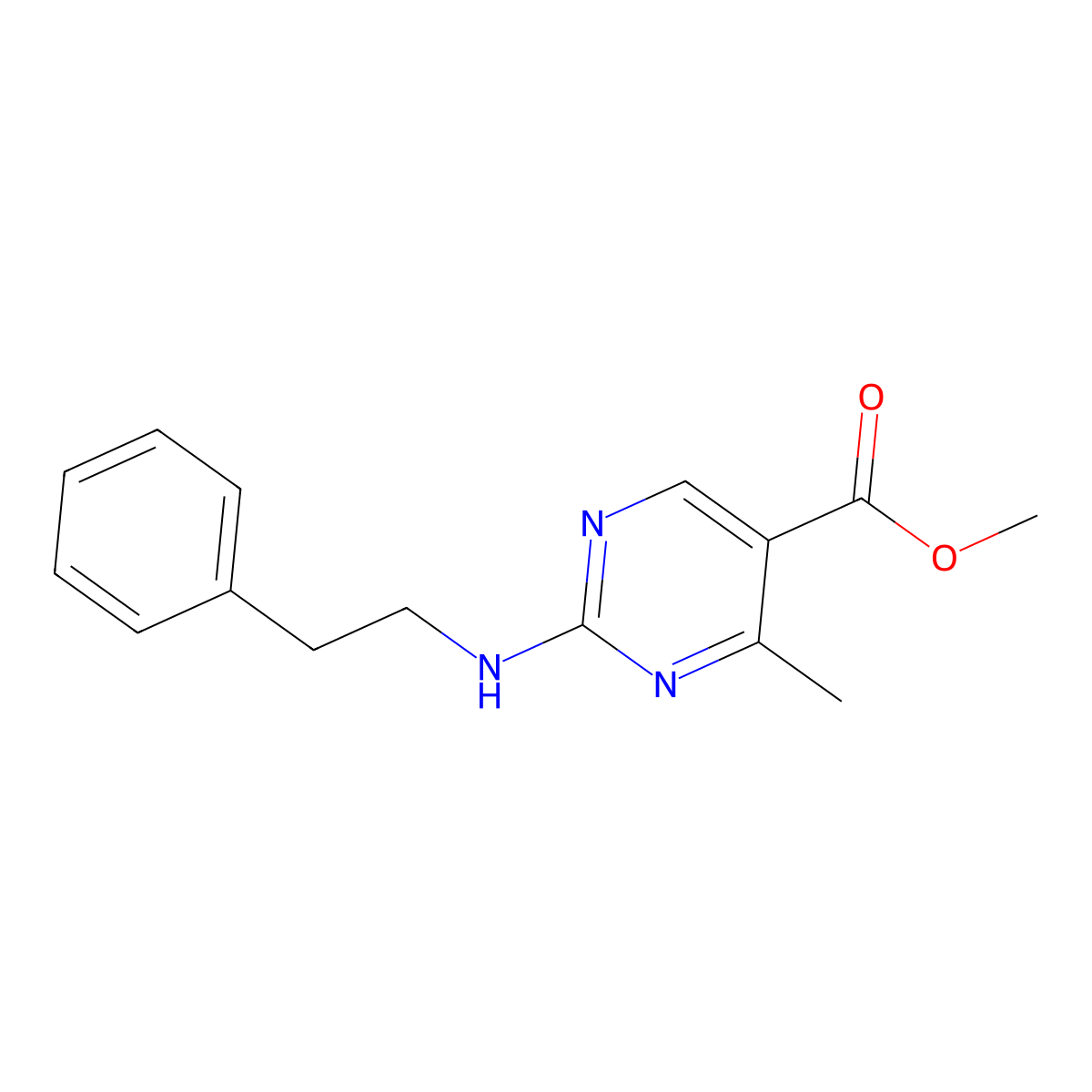 Methyl 4-methyl-2-(phenethylamino)pyrimidine-5-carboxylate molecular structure, CAS 1158256-08-6
