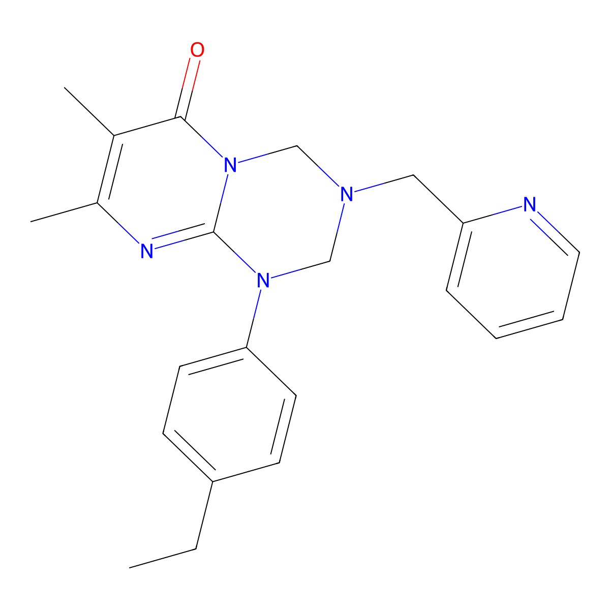 1-(4-ethylphenyl)-7,8-dimethyl-3-(pyridin-2-ylmethyl)-1,2,3,4-tetrahydro-6H-pyrimido[1,2-a][1,3,5]triazin-6-one molecular structure, CAS 1158257-33-0