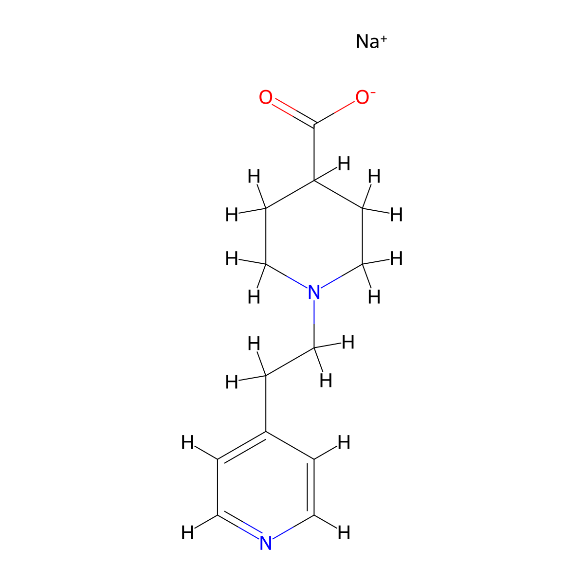 Sodium 1-(2-pyridin-4-ylethyl)piperidine-4-carboxylate molecular structure, CAS 1158260-61-7