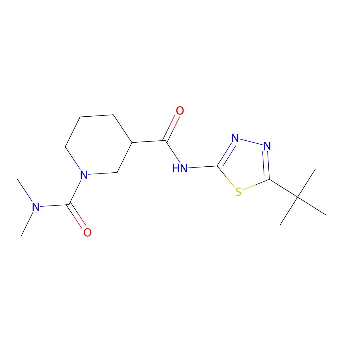 N~3~-(5-tert-butyl-1,3,4-thiadiazol-2-yl)-N~1~,N~1~-dimethylpiperidine-1,3-dicarboxamide molecular structure, CAS 1158263-94-5