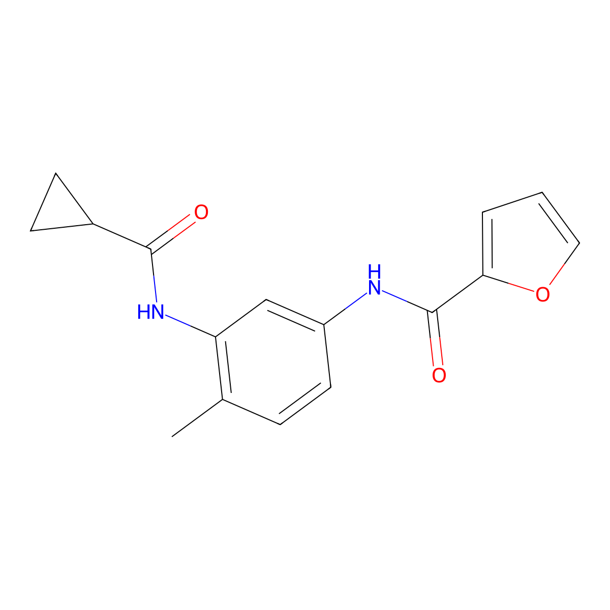 N-{3-[(cyclopropylcarbonyl)amino]-4-methylphenyl}-2-furamide molecular structure, CAS 1158264-22-2