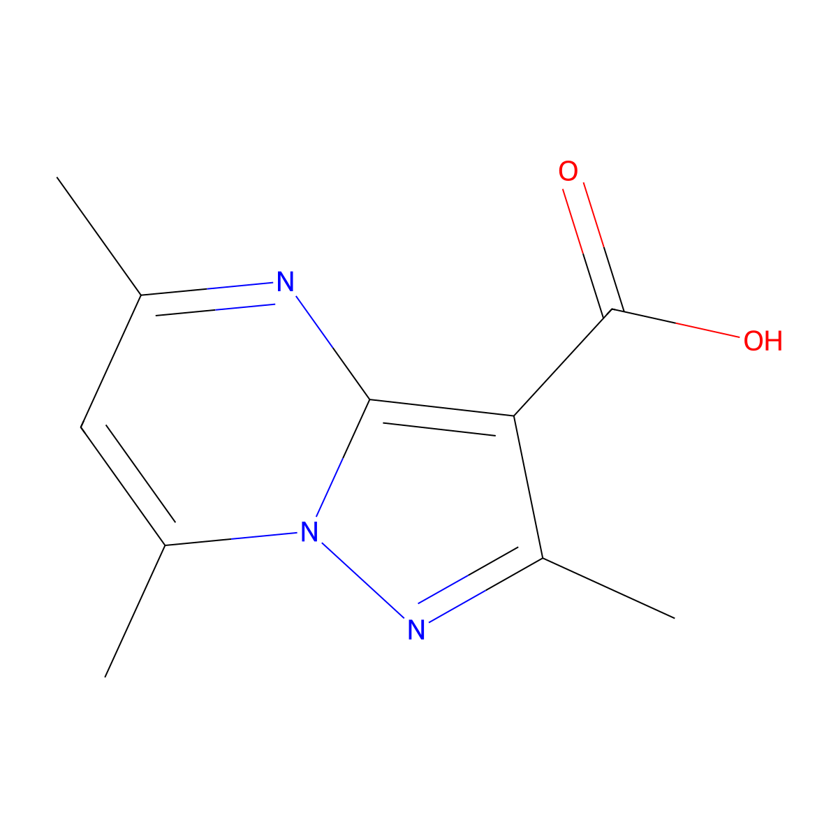 2,5,7-Trimethylpyrazolo[1,5-a]pyrimidine-3-carboxylic acid molecular structure, CAS 1158269-53-4
