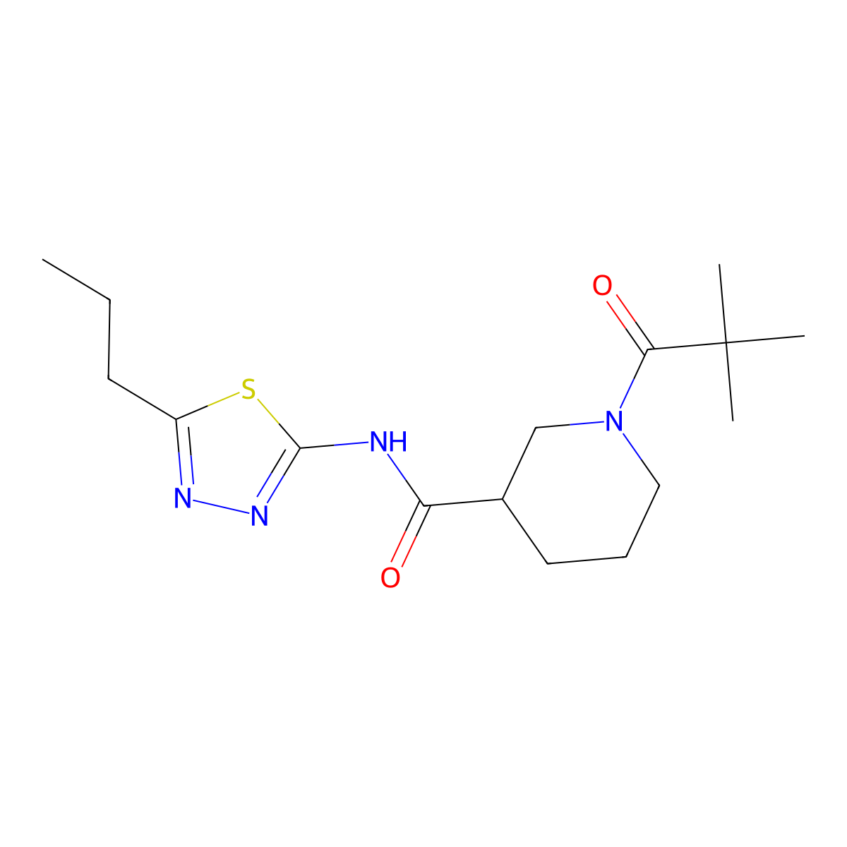 1-(2,2-dimethylpropanoyl)-N-(5-propyl-1,3,4-thiadiazol-2-yl)piperidine-3-carboxamide molecular structure, CAS 1158271-51-2