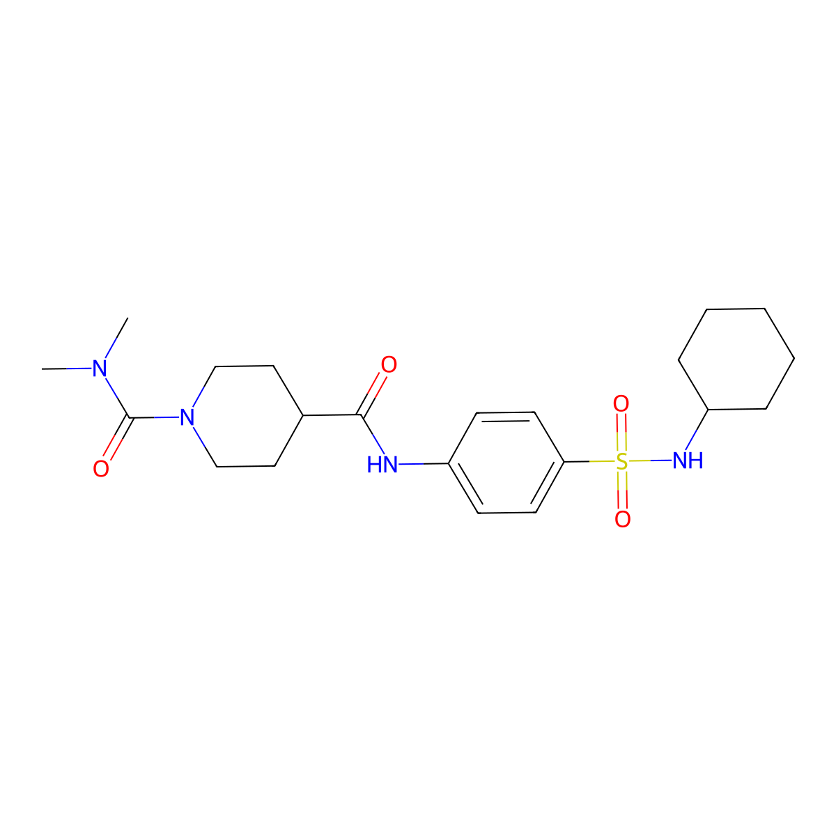 N~4~-[4-(cyclohexylsulfamoyl)phenyl]-N~1~,N~1~-dimethylpiperidine-1,4-dicarboxamide molecular structure, CAS 1158272-90-2