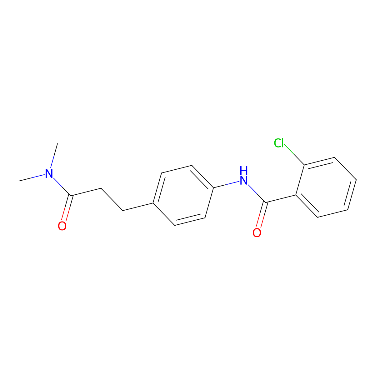 2-chloro-N-{4-[3-(dimethylamino)-3-oxopropyl]phenyl}benzamide molecular structure, CAS 1158275-23-0
