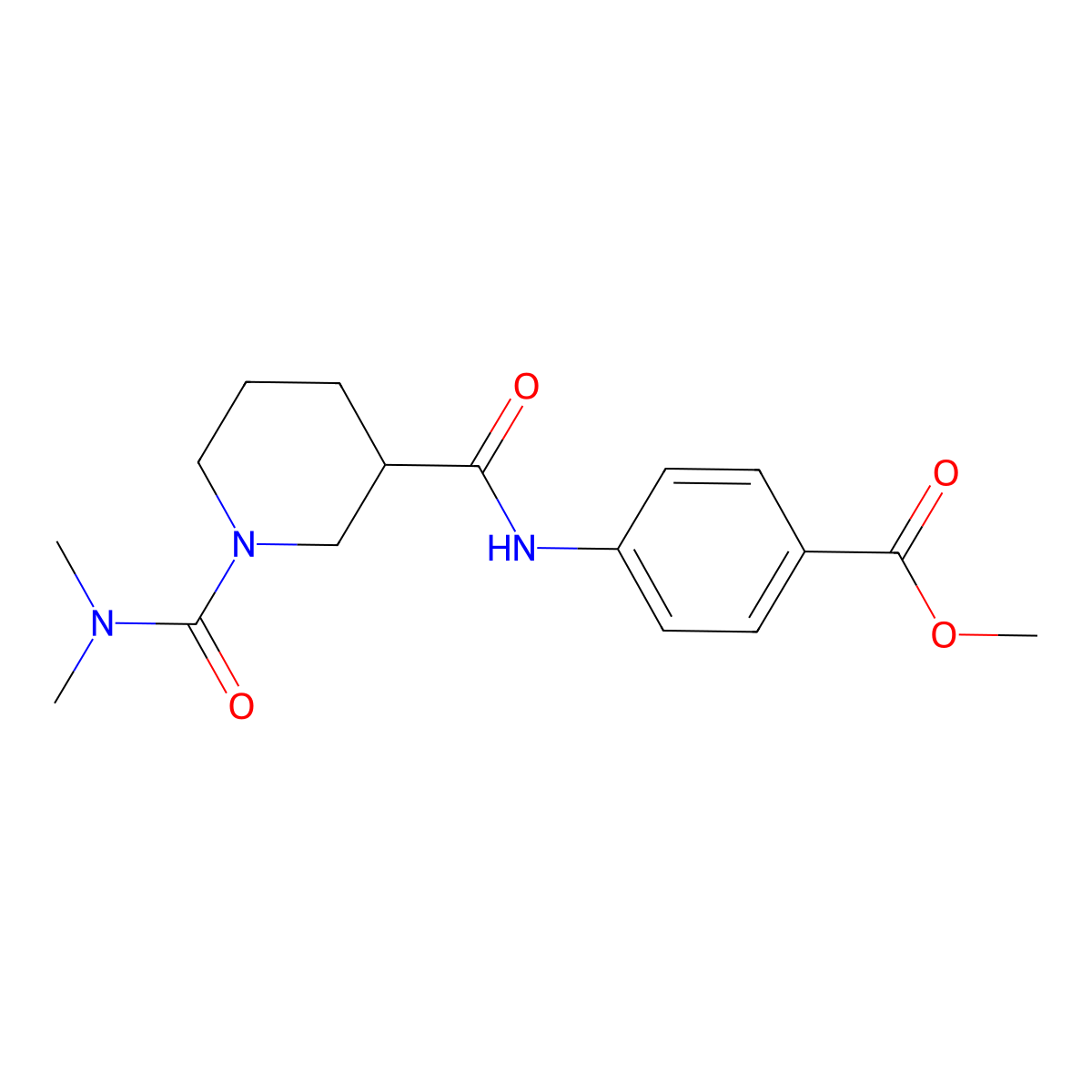 Methyl 4-({[1-(dimethylcarbamoyl)piperidin-3-yl]carbonyl}amino)benzoate molecular structure, CAS 1158278-44-4