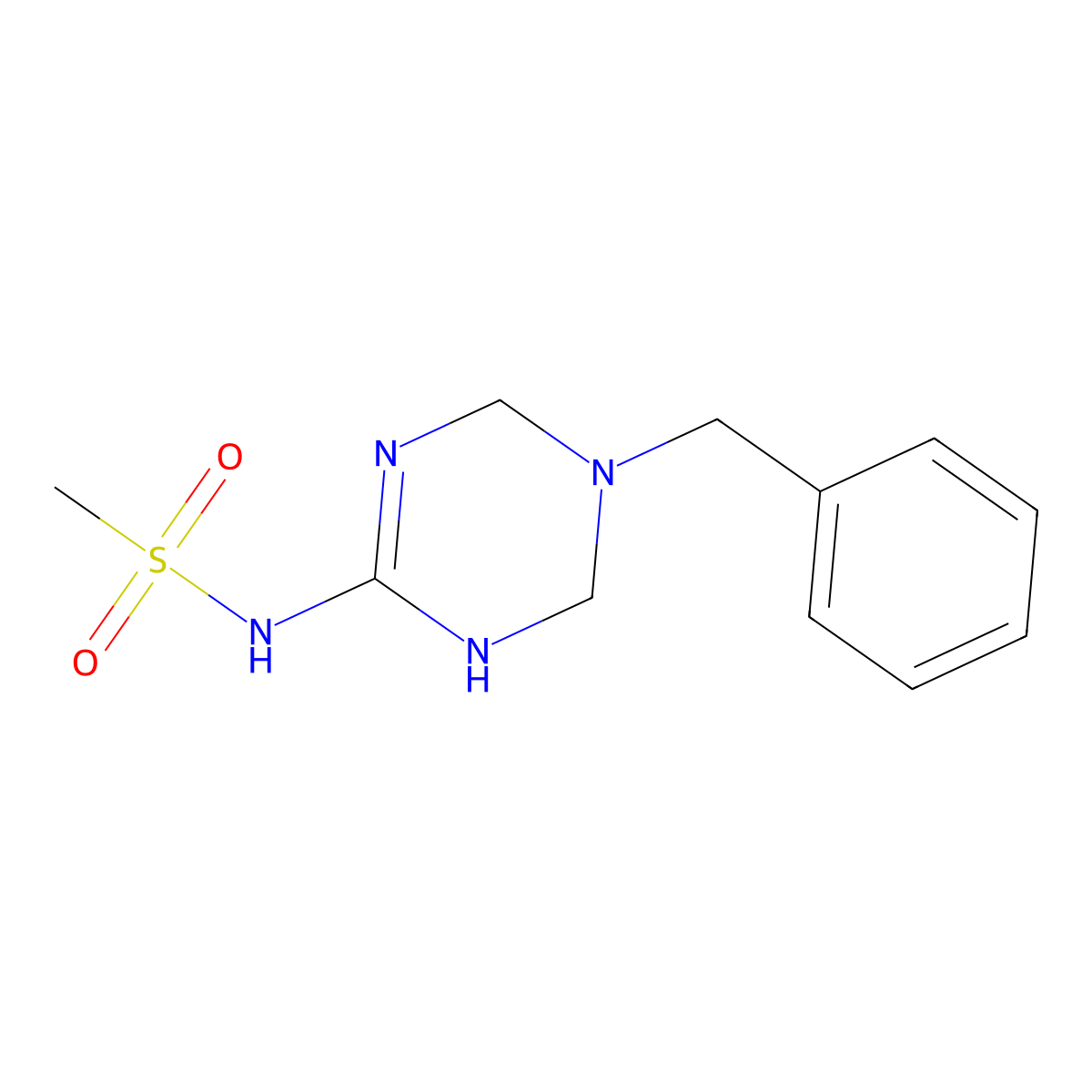 N-(5-benzyl-1,4,5,6-tetrahydro-1,3,5-triazin-2-yl)methanesulfonamide molecular structure, CAS 1158278-87-5