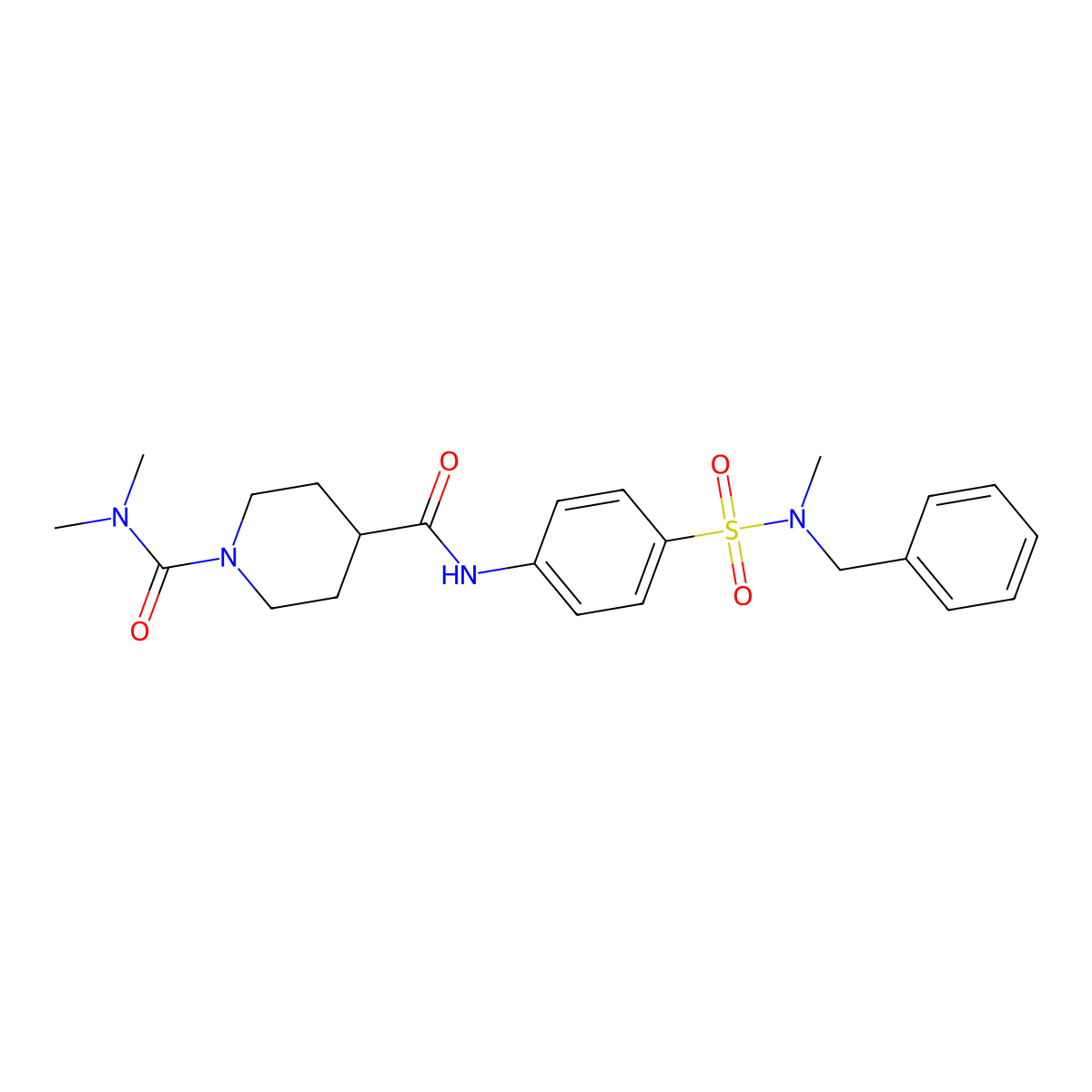 N~4~-{4-[benzyl(methyl)sulfamoyl]phenyl}-N~1~,N~1~-dimethylpiperidine-1,4-dicarboxamide molecular structure, CAS 1158279-05-0