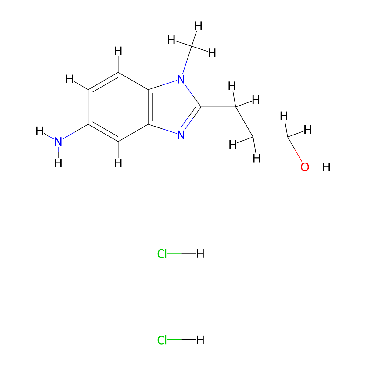 3-(5-Amino-1-methyl-1H-benzoimidazol-2-YL)-propan-1-OL dihydrochloride molecular structure, CAS 1158279-25-4