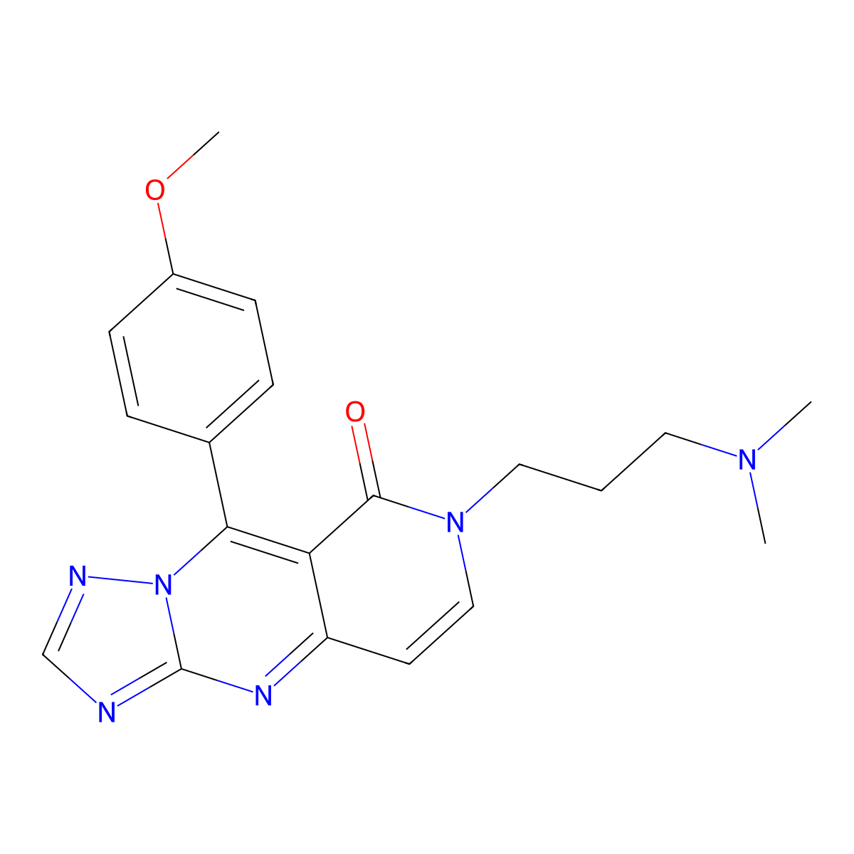 7-(3-(dimethylamino)propyl)-9-(4-methoxyphenyl)pyrido[4,3-d][1,2,4]triazolo[1,5-a]pyrimidin-8(7H)-one molecular structure, CAS 1158279-44-7