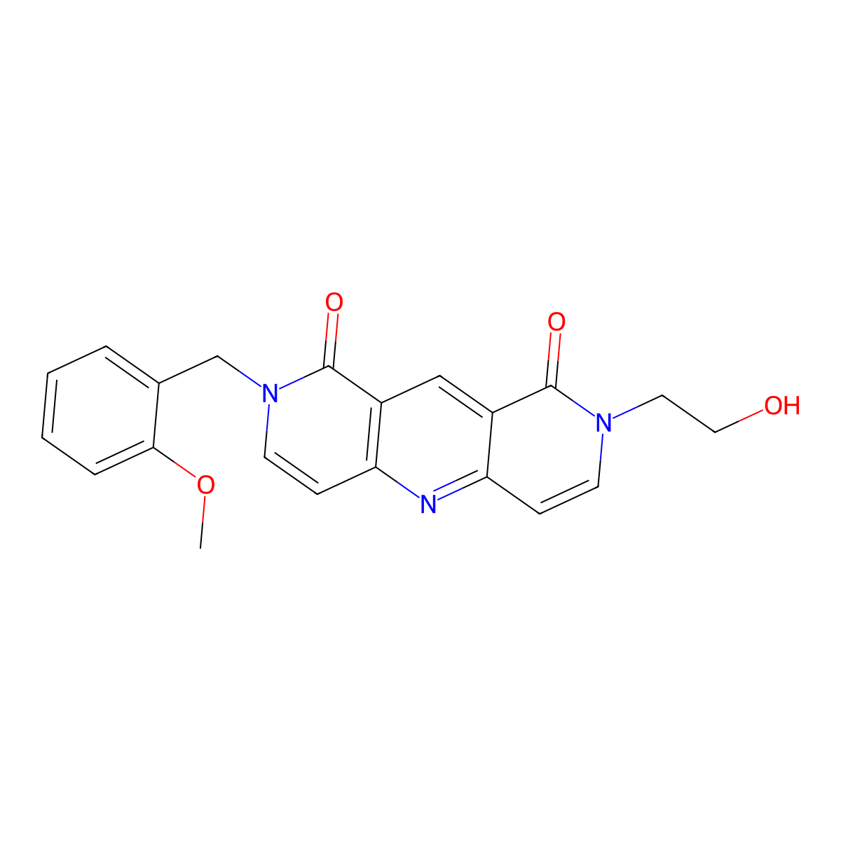 2-(2-hydroxyethyl)-8-(2-methoxybenzyl)pyrido[4,3-b][1,6]naphthyridine-1,9(2H,8H)-dione molecular structure, CAS 1158281-80-1