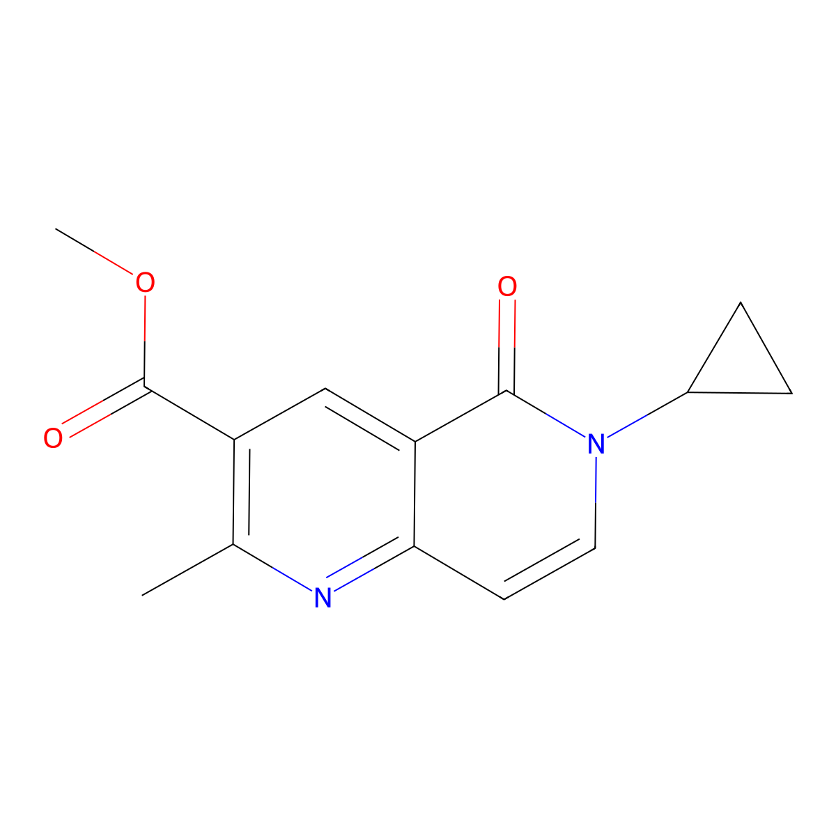 Methyl 6-cyclopropyl-2-methyl-5-oxo-5,6-dihydro-1,6-naphthyridine-3-carboxylate molecular structure, CAS 1158282-25-7