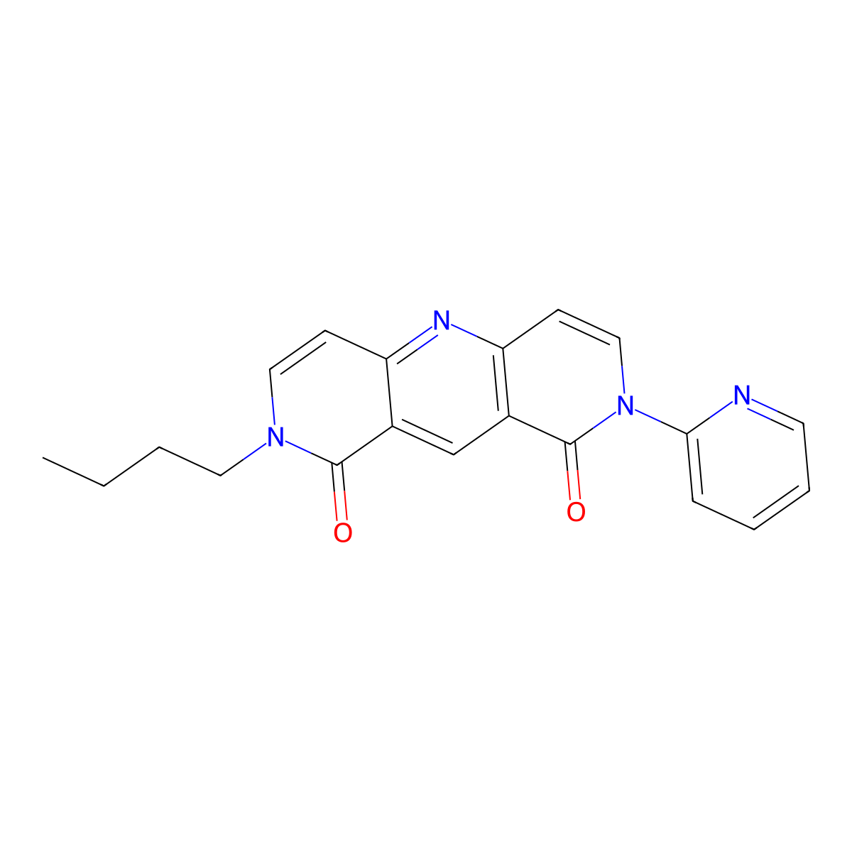2-butyl-8-(pyridin-2-yl)pyrido[4,3-b][1,6]naphthyridine-1,9(2H,8H)-dione molecular structure, CAS 1158284-44-6