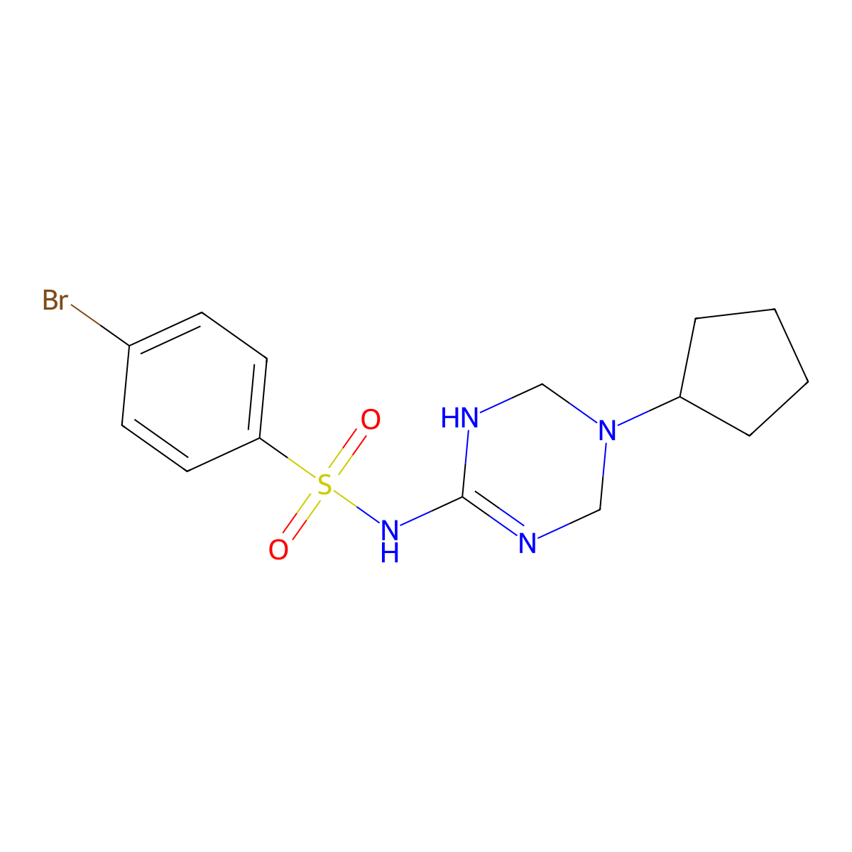 4-bromo-N-(5-cyclopentyl-1,4,5,6-tetrahydro-1,3,5-triazin-2-yl)benzenesulfonamide molecular structure, CAS 1158288-03-9