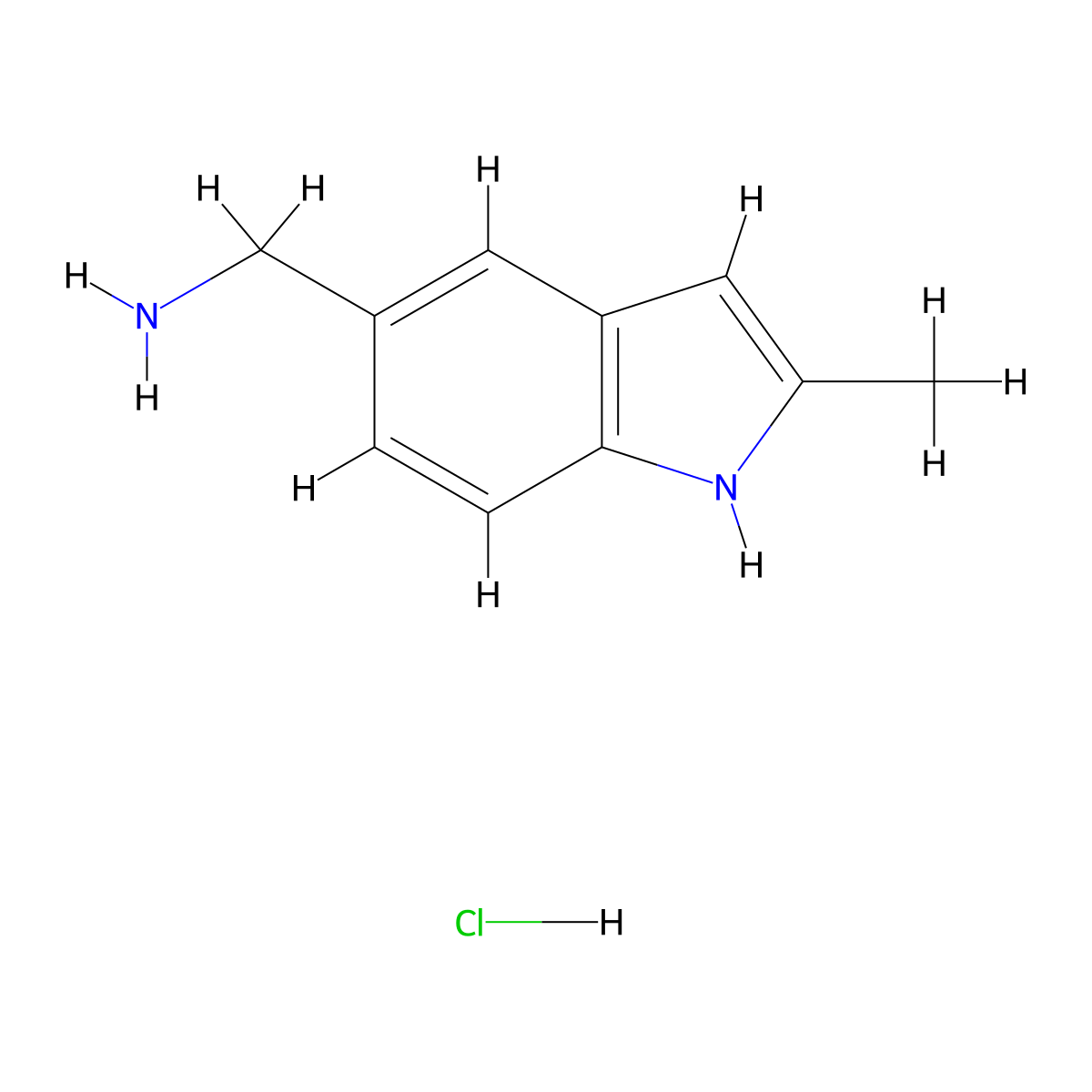 (2-methyl-1H-indol-5-yl)methanamine hydrochloride molecular structure, CAS 1158291-19-0