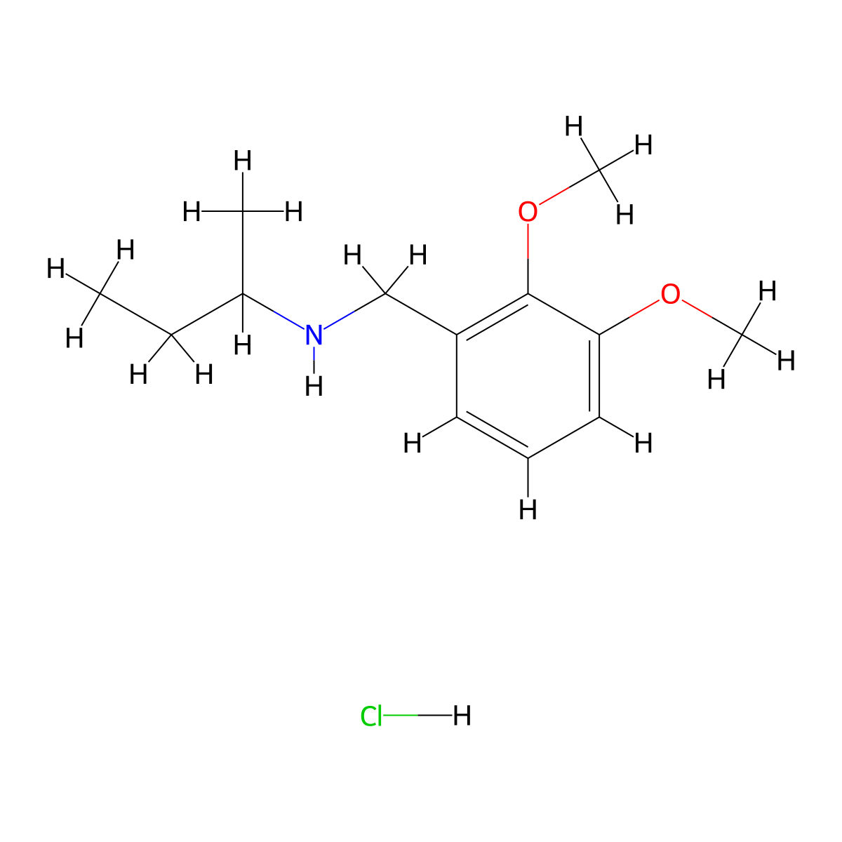 (Butan-2-yl)[(2,3-dimethoxyphenyl)methyl]amine hydrochloride molecular structure, CAS 1158292-01-3