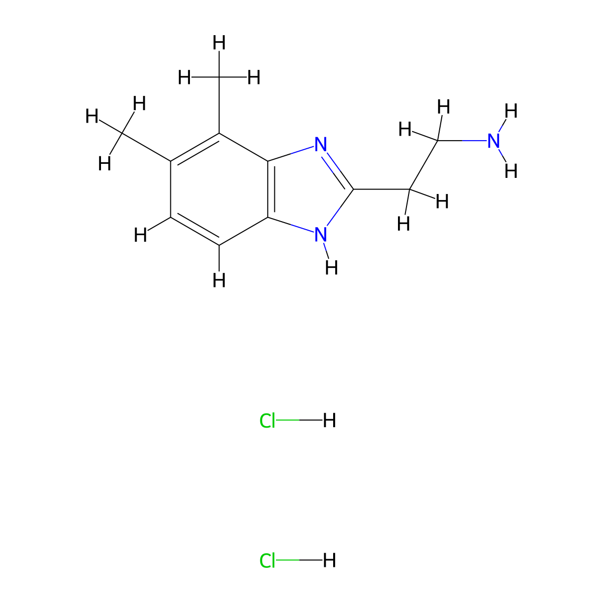 2-(4,5-dimethyl-1H-benzimidazol-2-yl)ethanamine dihydrochloride molecular structure, CAS 1158292-10-4