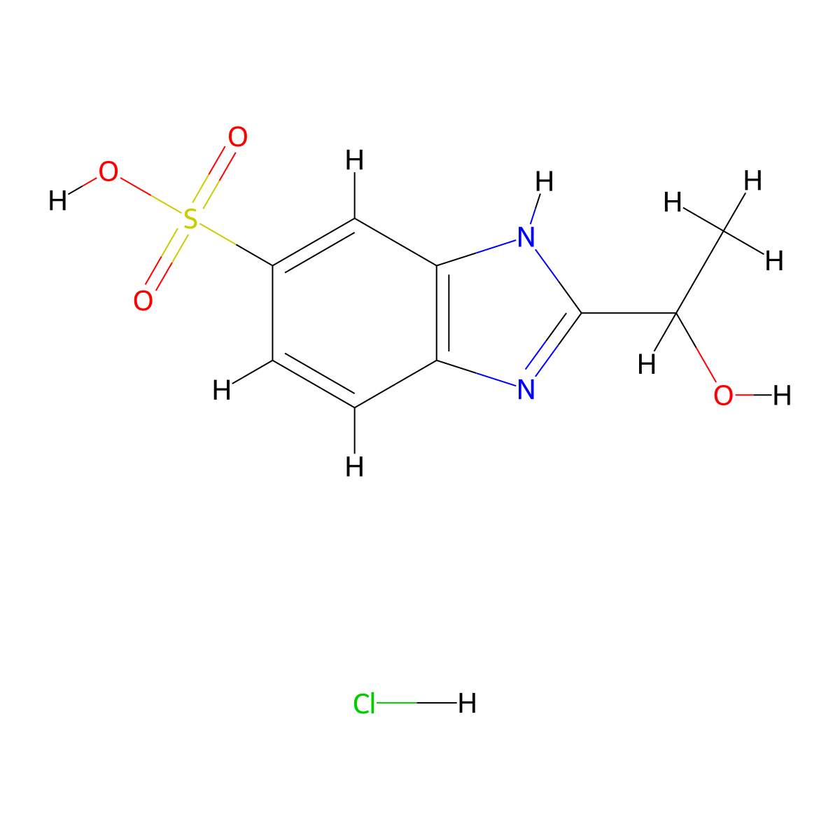 2-(1-Hydroxy-ethyl)-1H-benzoimidazole-5-sulfonic acid hydrochloride molecular structure, CAS 1158293-64-1