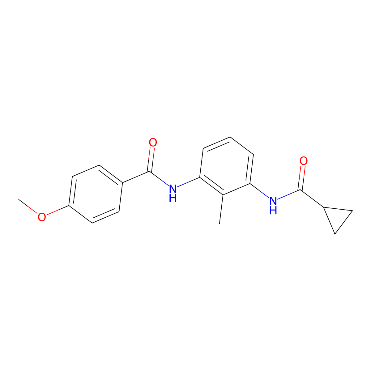 N-{3-[(cyclopropylcarbonyl)amino]-2-methylphenyl}-4-methoxybenzamide molecular structure, CAS 1158297-09-6