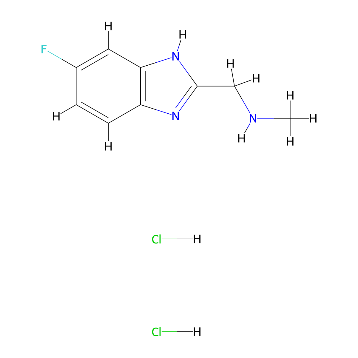 N-[(5-fluoro-1H-benzimidazol-2-yl)methyl]-N-methylamine dihydrochloride molecular structure, CAS 1158297-70-1