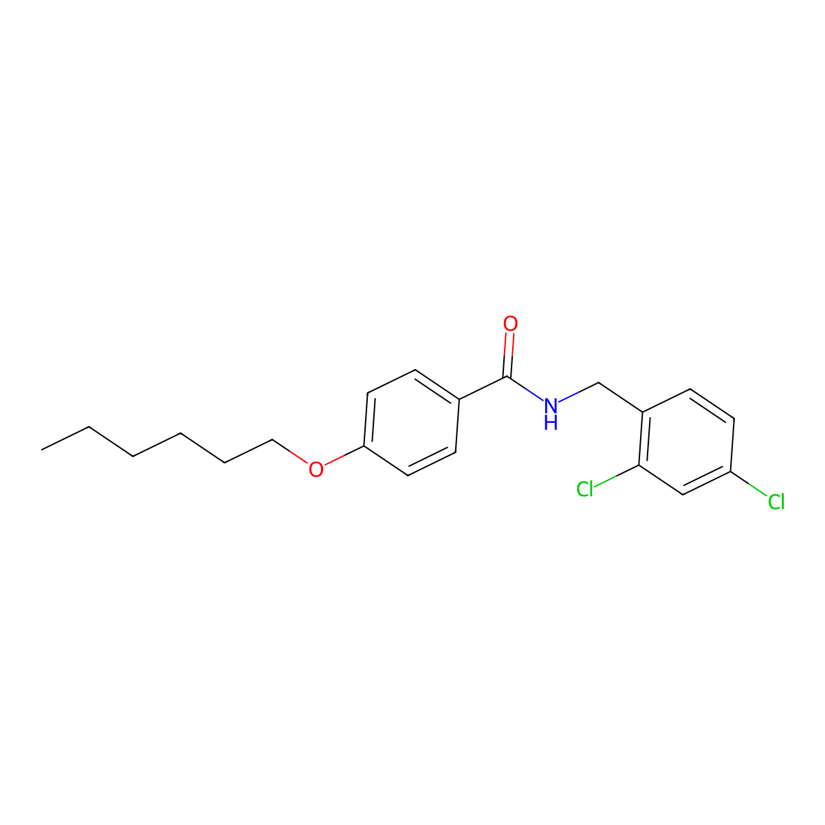 N-[(2,4-Dichlorophenyl)methyl]-4-(hexyloxy)benzamide molecular structure, CAS 1158297-72-3