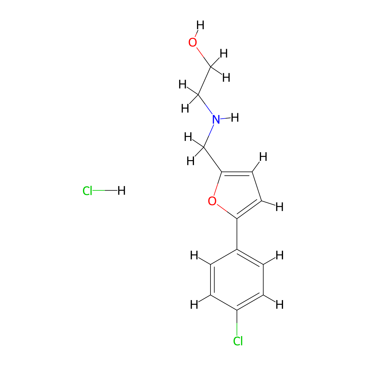 2-({[5-(4-Chlorophenyl)furan-2-yl]methyl}amino)ethan-1-ol hydrochloride molecular structure, CAS 1158299-41-2