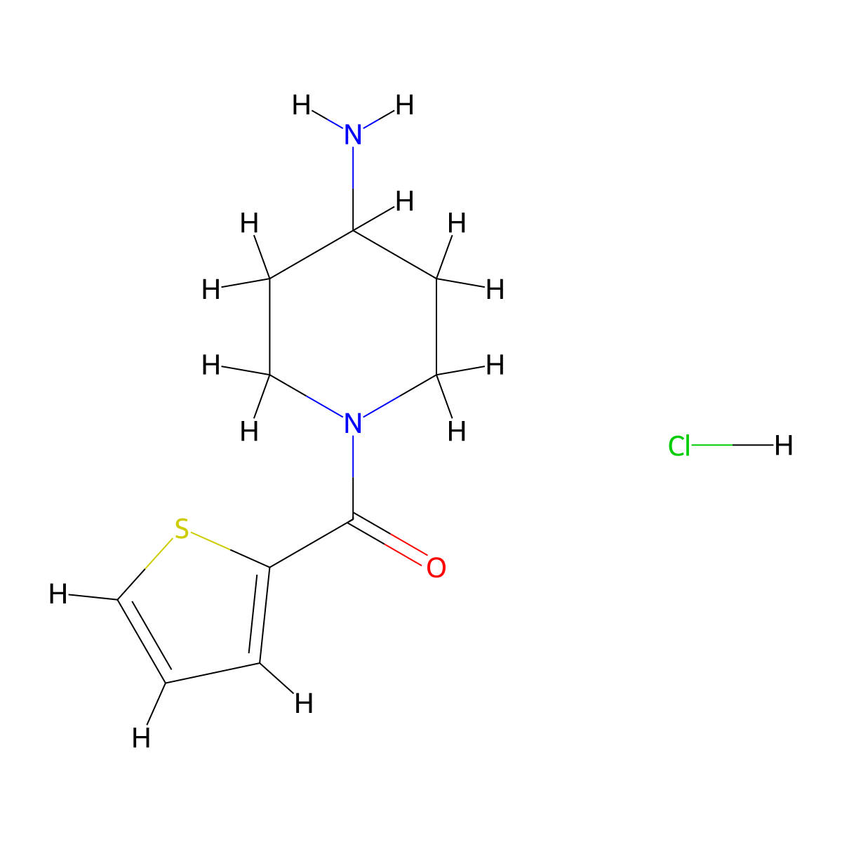 (4-Aminopiperidin-1-yl)(thiophen-2-yl)methanone hydrochloride molecular structure, CAS 1158299-69-4
