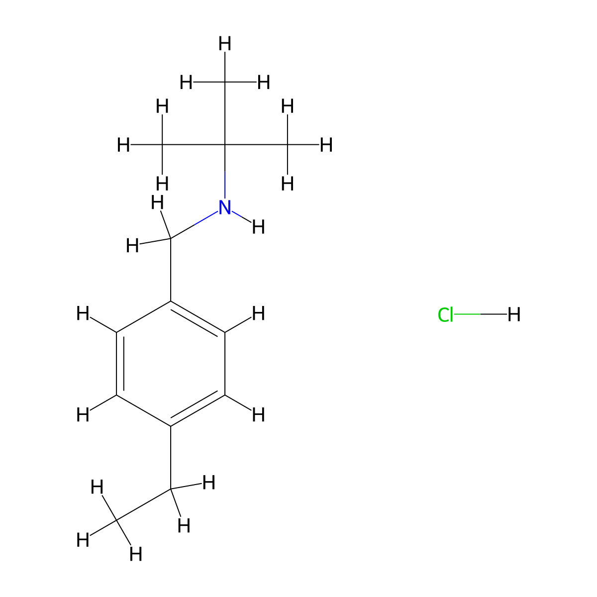 N-(4-Ethylbenzyl)-2-methyl-2-propanamine hydrochloride molecular structure, CAS 1158300-26-5
